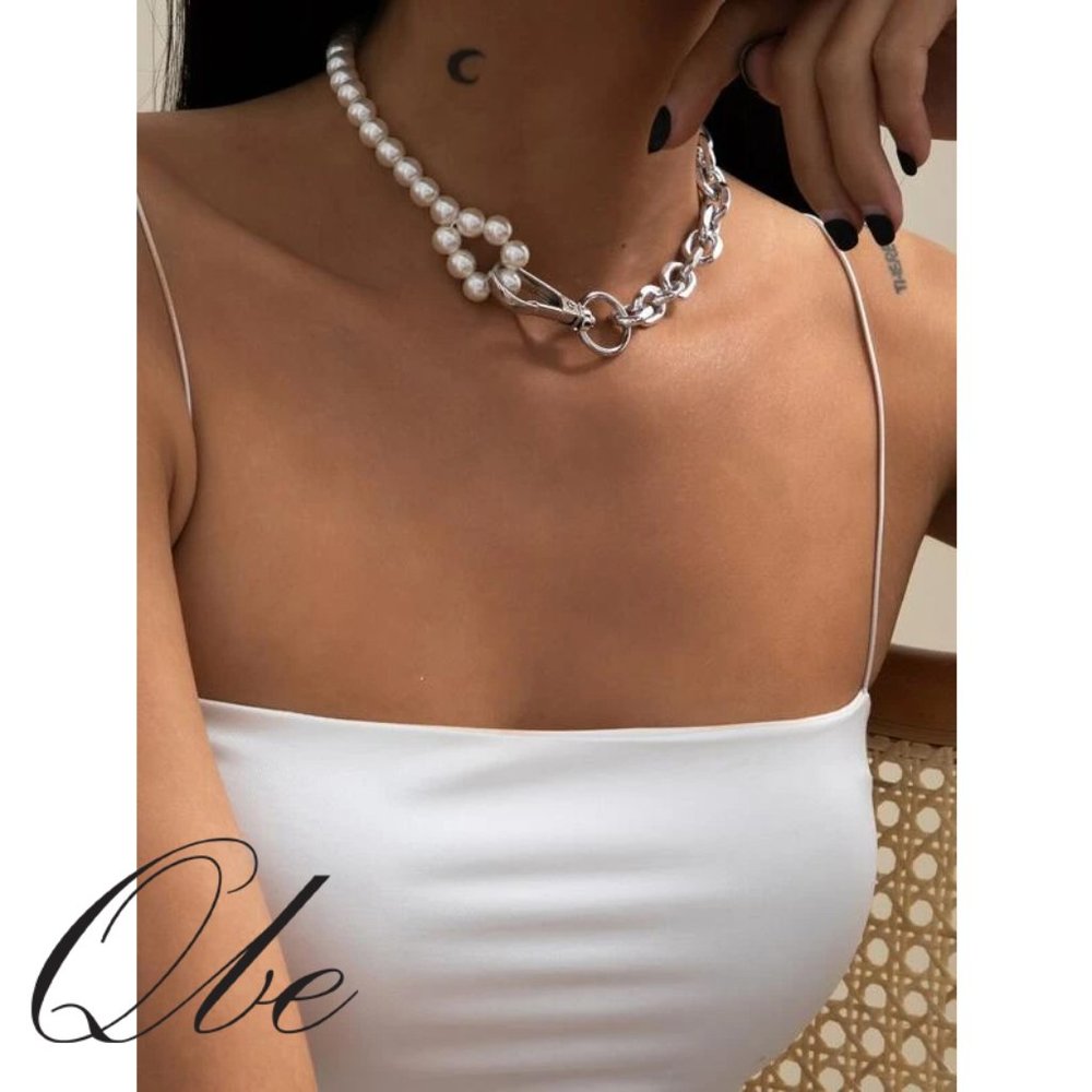 Qbe 2 pcs Faux Pearl Decor Necklace